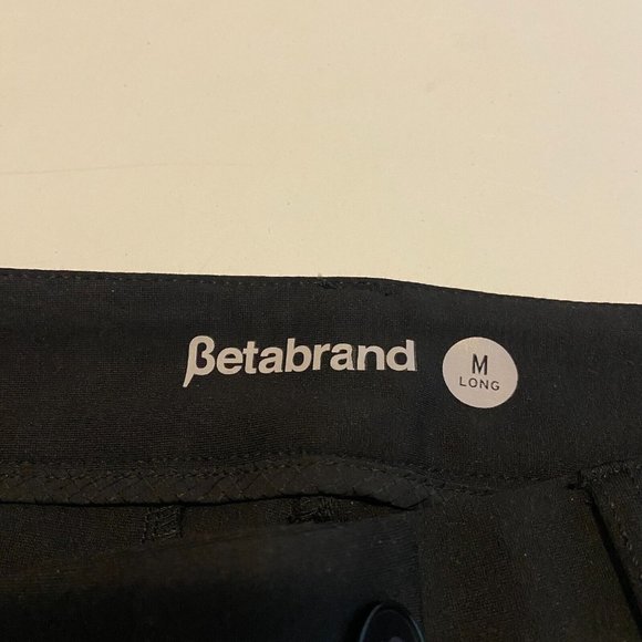 Betabrand Women M Long Crop Lite Dress Pant Yoga Pants Pockets Zip Button Black - Picture 4 of 9